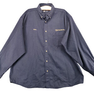 Subaru Men's Uniform Button Up Shirt Blue 2XL Long Sleeve Polycotton Blend
